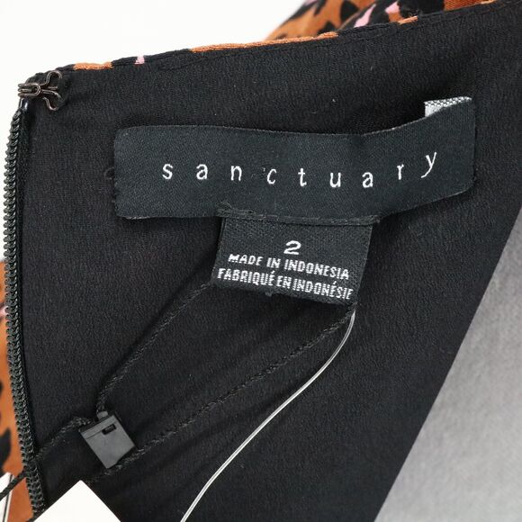 Sanctuary Slip Dress Womens 2 Brown Pink Animal Print Lined Mob Wife Resort New - Picture 3 of 16